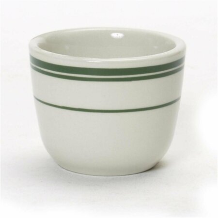 TUXTON CHINA Green Band 4.5 oz. Rolled Edge Tea Cup - American White with Green Band - 3 Dozen TGB-045